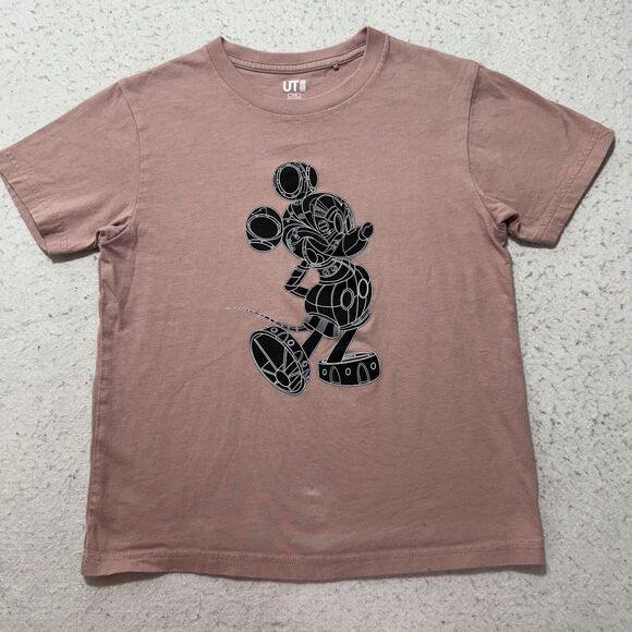 Uniqlo Other - Uniqlo Disney Youth 7-8 Crewneck Short Sleeve Graphic T Shirt Pink Mickey Tee